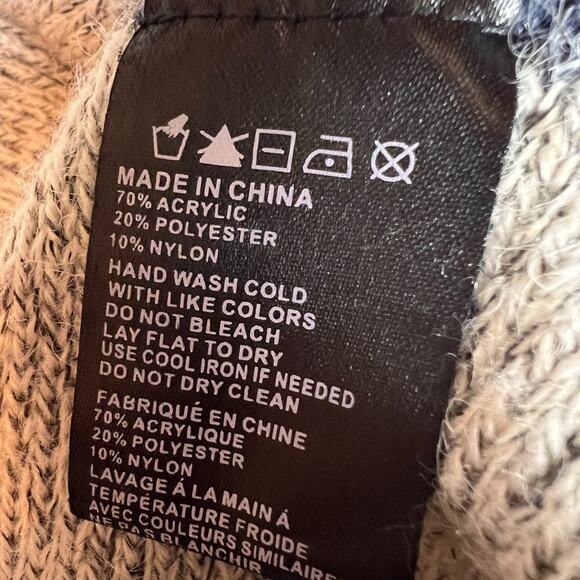 Paper Crane Sleeveless Navy and Cream Cozy Open Waterfall Fringe Cardigan Size S - Picture 9 of 9